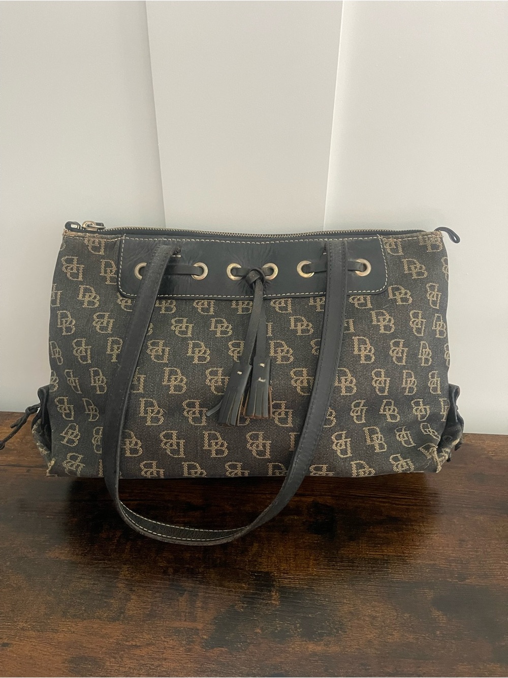 Dooney & Bourke Brown & Black Signature Canvas Shoulder Bag